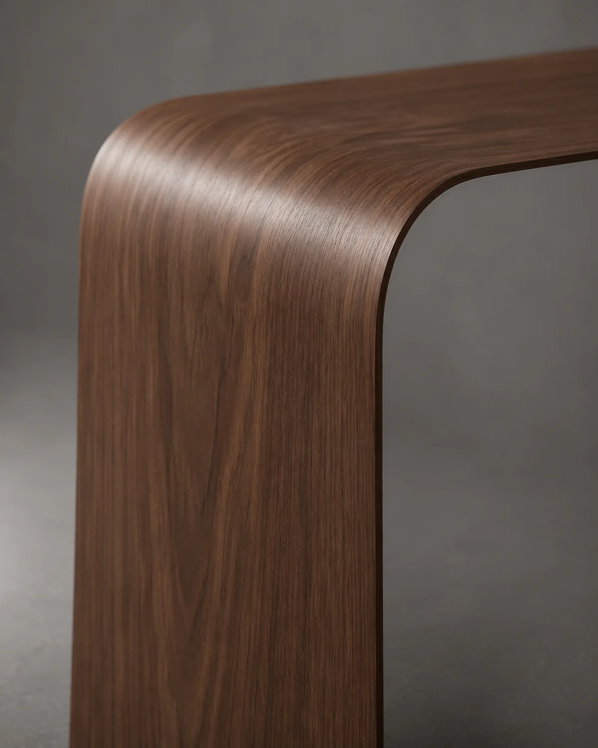 Curved wood veneer panel detail
