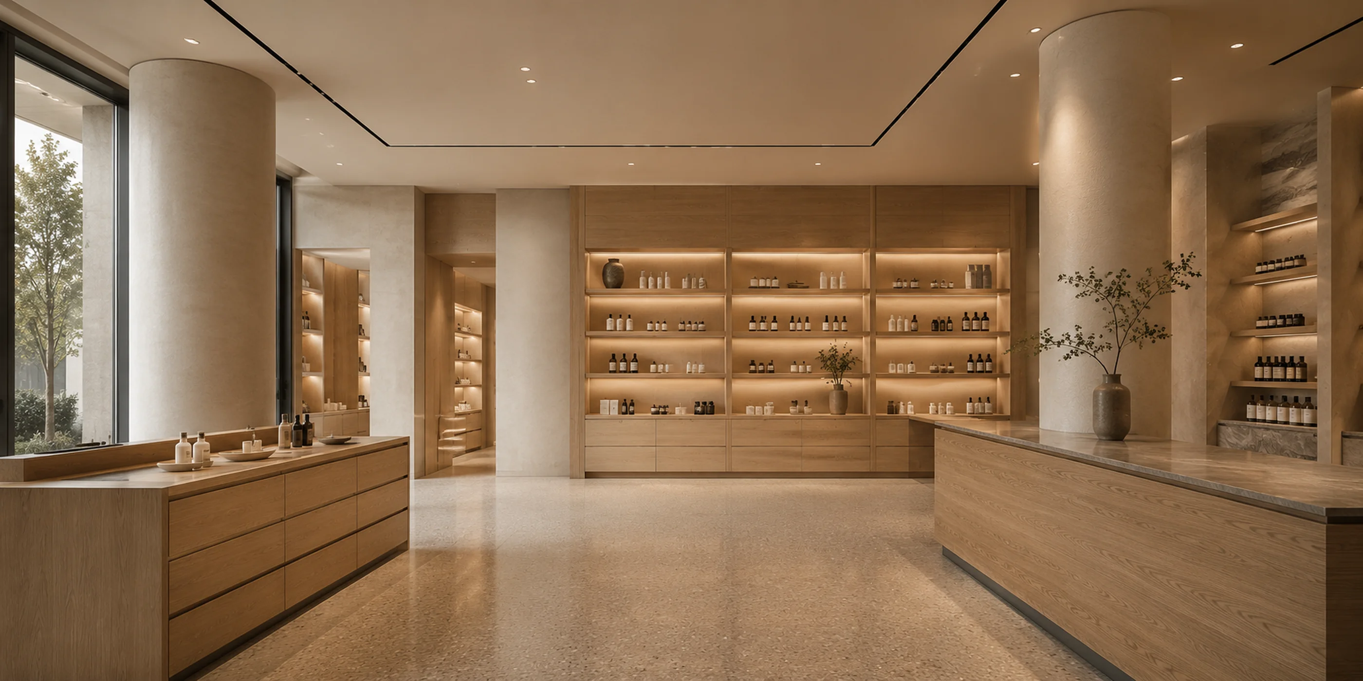 Retail flagship interior display millwork