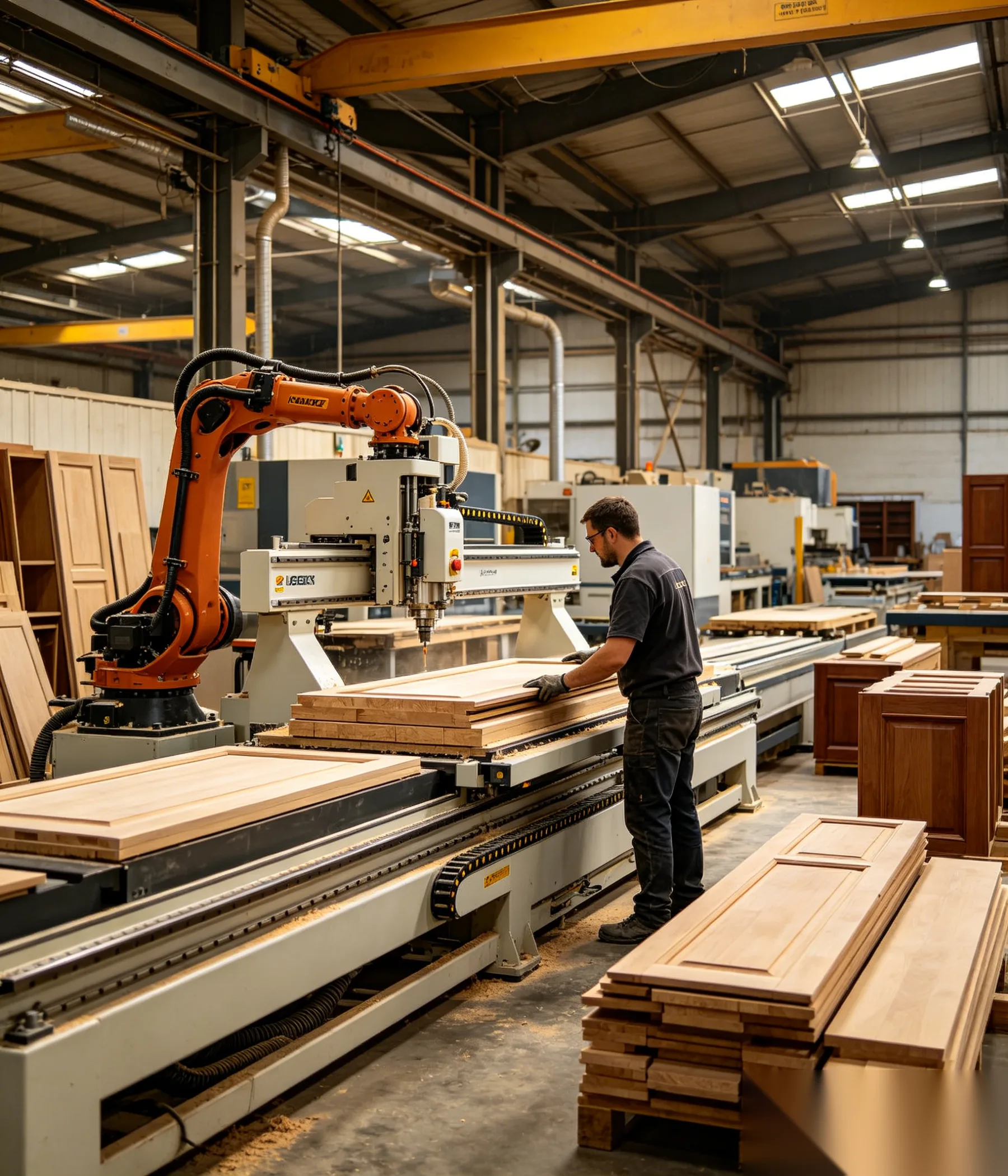 Luxury cabinet manufacturing factory with CNC machinery