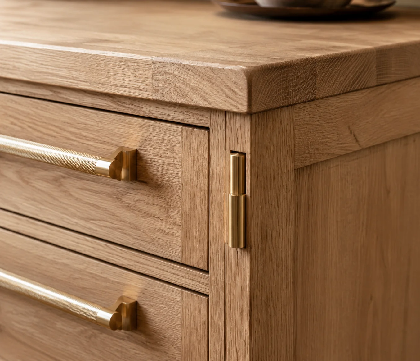 White oak natural wood kitchen cabinet with luxury grain