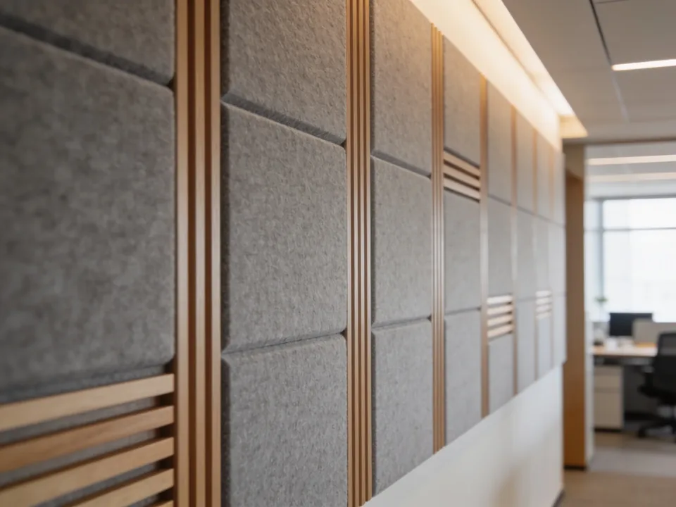 Soft-touch matte PET wall panel in a neutral color