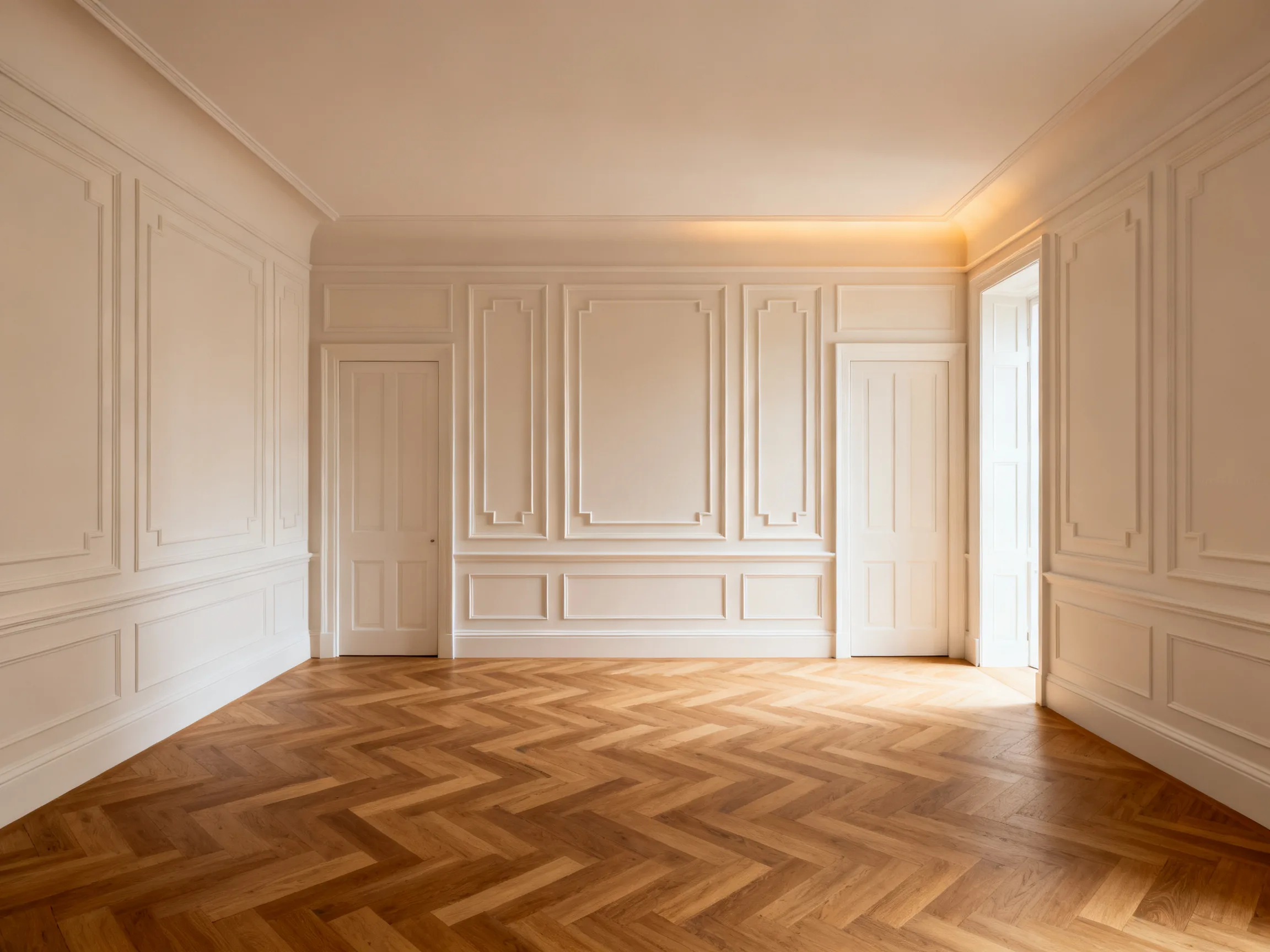 London residence home theatre lined with oak acoustic wall panels around the screen wall