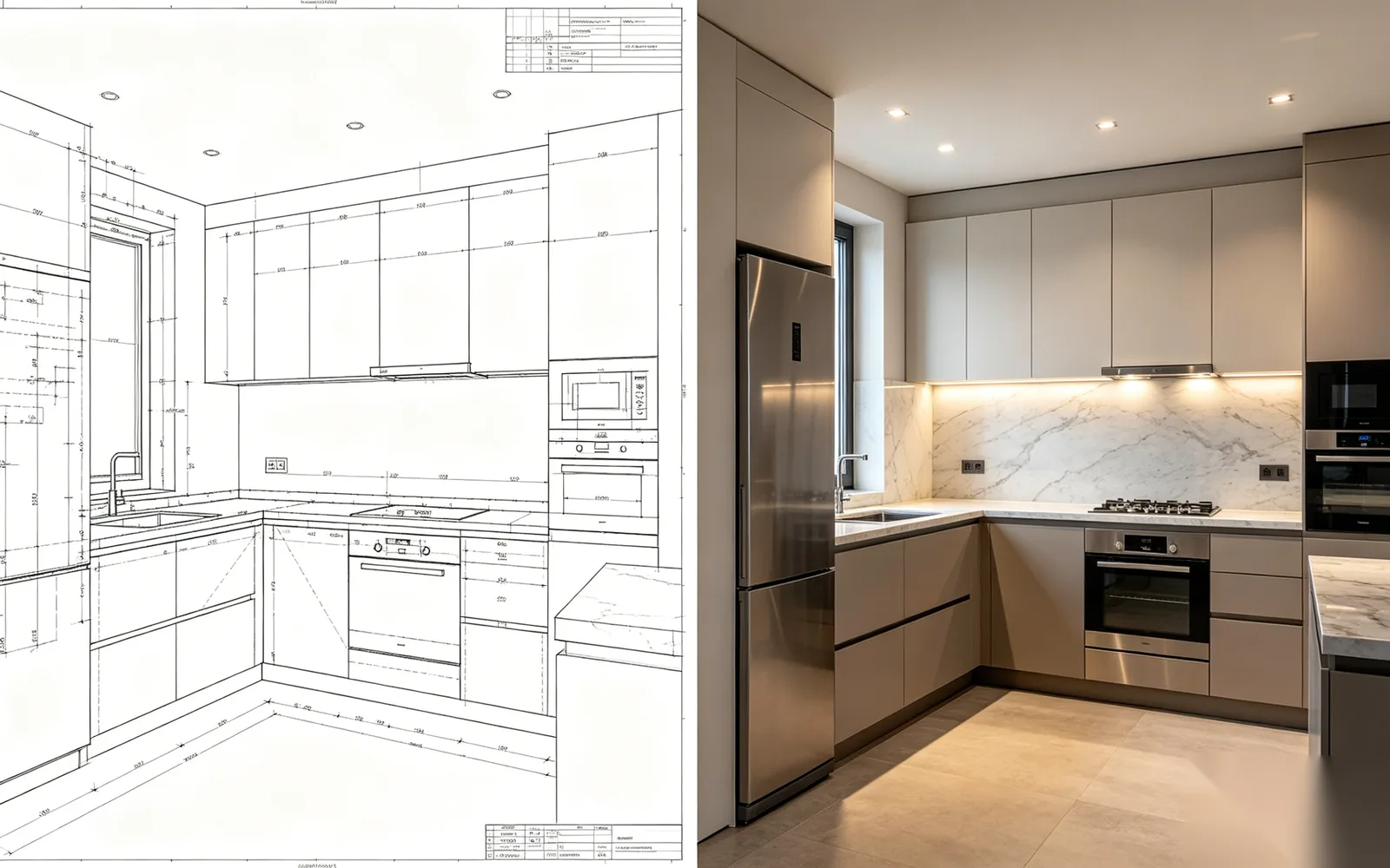 Apartment project before and after comparison