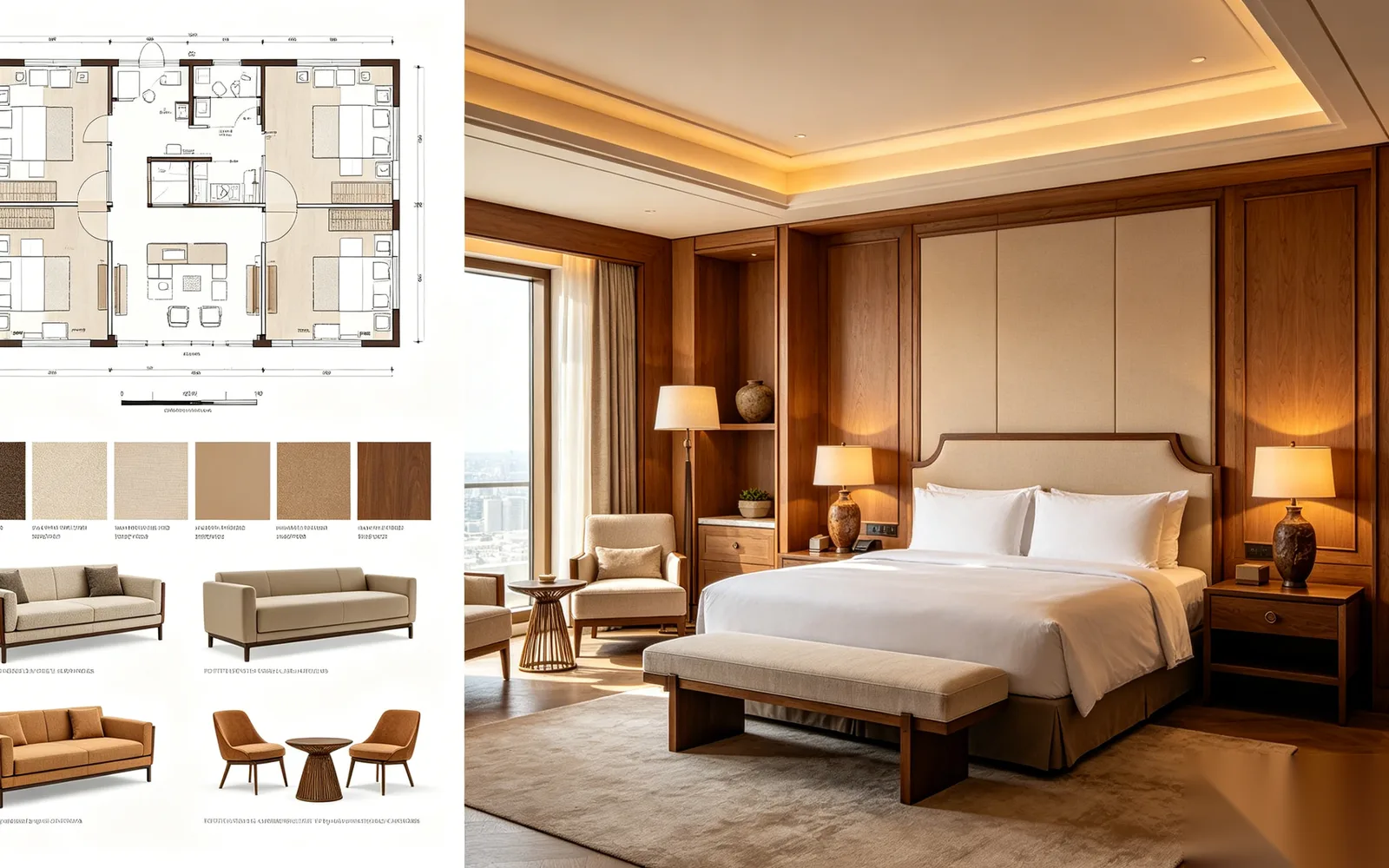 Hotel project before and after comparison